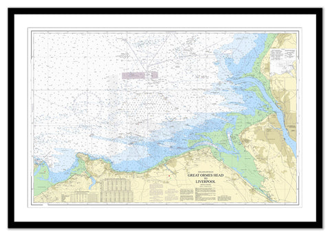 Framed Nautical Chart - Admiralty Chart 1978 - Great Ormes Head to Liverpool