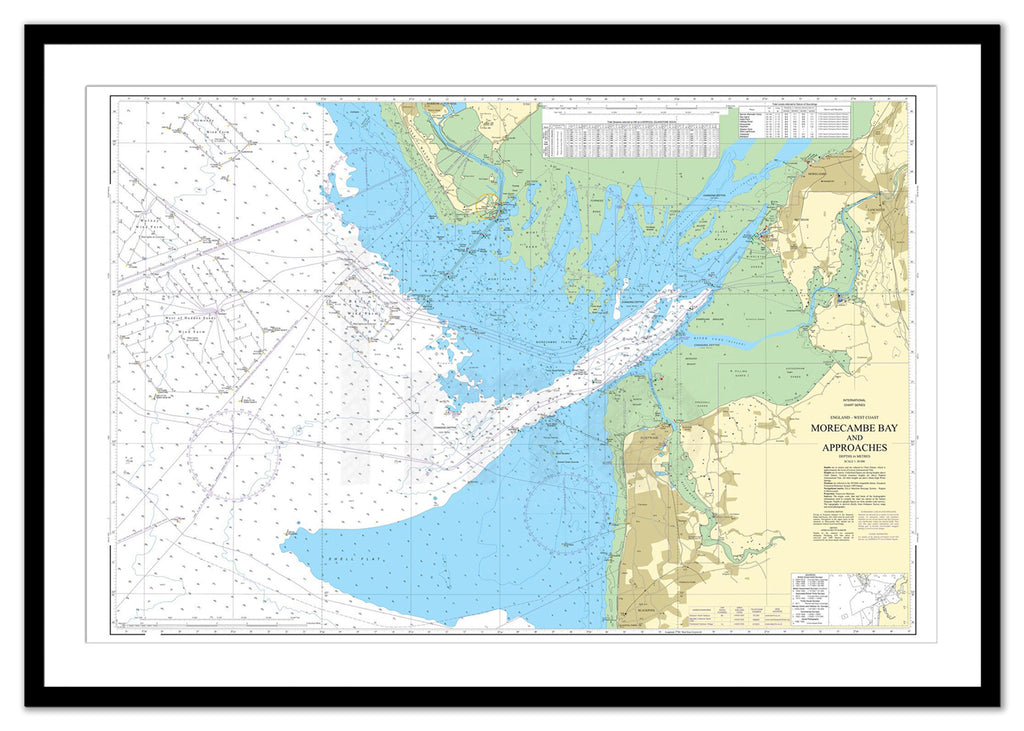 Framed Nautical Chart - Admiralty Chart 2010 - Morecambe Bay and Approaches