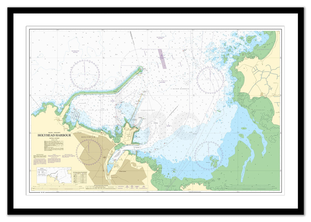Framed Nautical Chart - Admiralty Chart 2011 - Holyhead Harbour