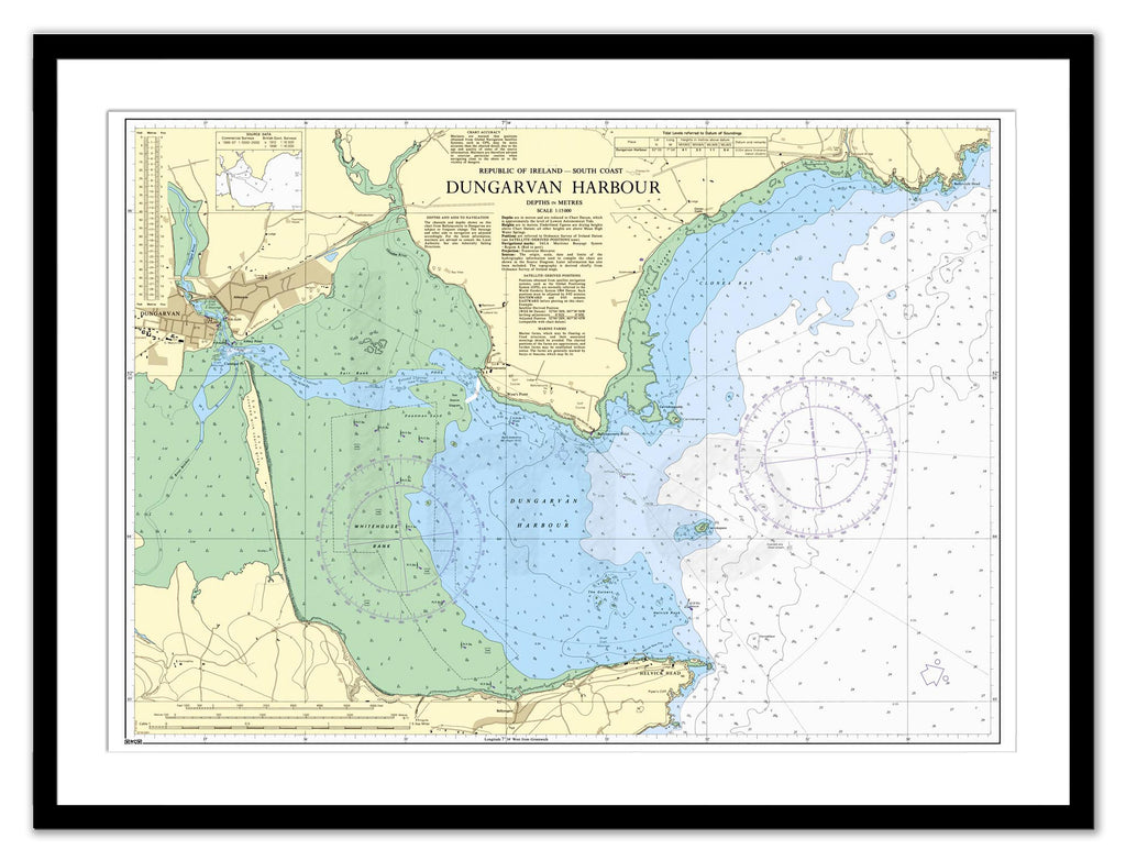 Framed Nautical Chart - Admiralty Chart 2017 - Dungarvan Harbour