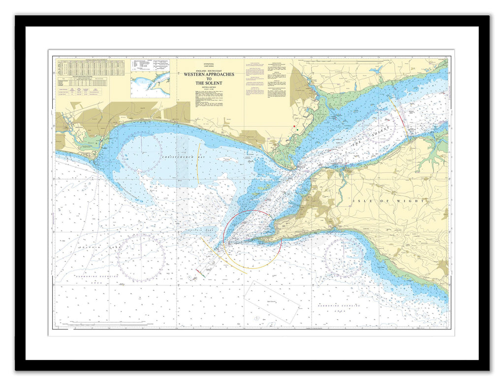 Framed Nautical Chart - Admiralty Chart 2035 - Western Approaches to The Solent