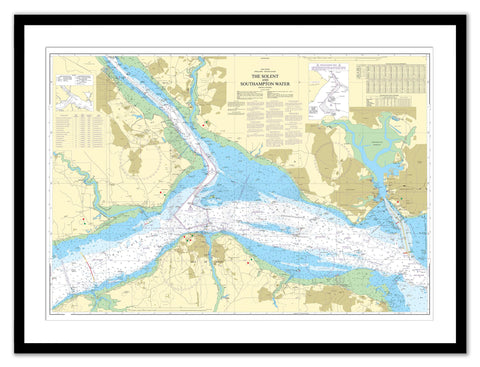 Framed Nautical Chart - Admiralty Chart 2036 - The Solent and Southampton Water