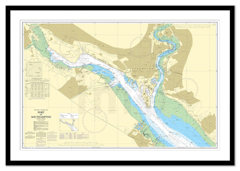 Framed Nautical Chart - Admiralty Chart 2041 - Port of Southampton