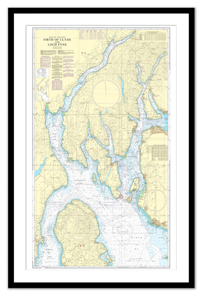 Framed Nautical Chart - Admiralty Chart 2131 - Firth of Clyde and Loch Fyne