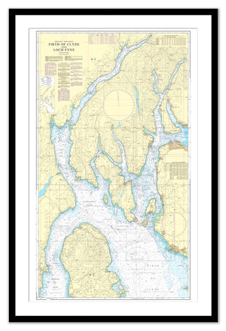Framed Nautical Chart - Admiralty Chart 2131 - Firth of Clyde and Loch Fyne