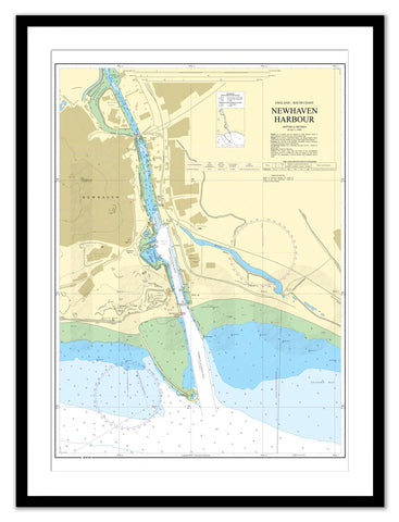 Framed Nautical Chart - Admiralty Chart 2154 - Newhaven Harbour