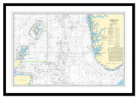 Framed Nautical Chart - Admiralty Chart 2182C - North Sea - Northern Sheet
