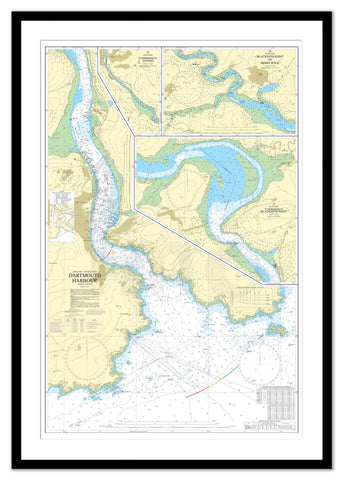 Framed Nautical Chart - Admiralty Chart 2253 - Dartmouth Harbour
