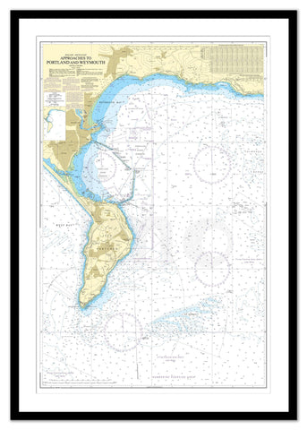 Framed Nautical Chart - Admiralty Chart 2255 - Approaches to Portland and Weymouth