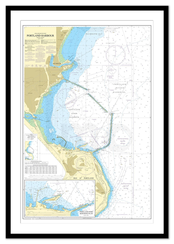 Framed Nautical Chart - Admiralty Chart 2268 - Portland Harbour
