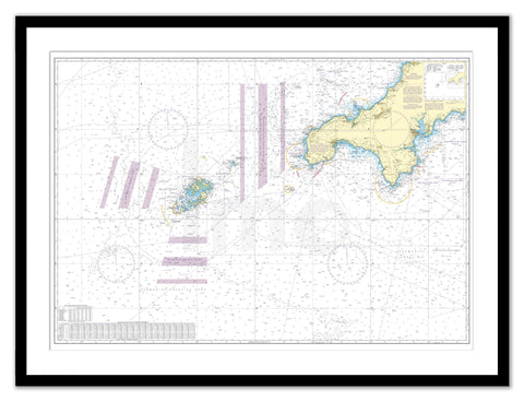 Framed Nautical Chart - Admiralty Chart 2565 - St Agnes Head to Dodman Point including the Isles of Scilly