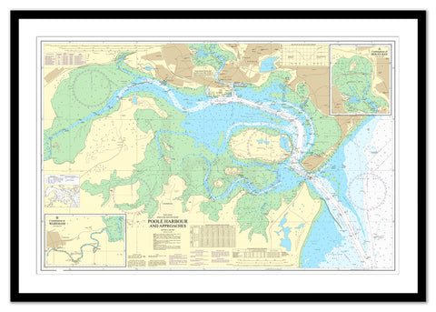 Framed Nautical Chart - Admiralty Chart 2611 - Poole Harbour and Approaches