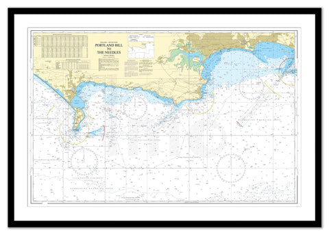 Framed Nautical Chart - Admiralty Chart 2615 - Bill of Portland to The Needles