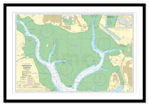 Framed Nautical Chart - Admiralty Chart 2628 - Portsmouth Harbour Northern Part
