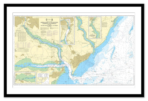 Framed Nautical Chart - Admiralty Chart 2693 - Approaches to Felixstowe, Harwich and Ipswich with the Rivers Stour, Orwell and Deben