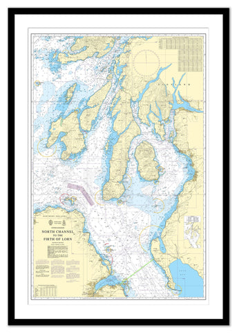 Framed Nautical Chart - Admiralty Chart 2724 - North Channel to the Firth of Lorn