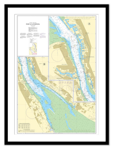 Framed Nautical Chart - Admiralty Chart 3490 - Port of Liverpool
