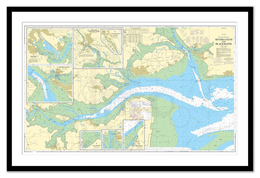 Framed Nautical Chart - Admiralty Chart 3741 - Rivers Colne and Blackwater