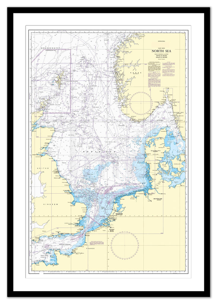 Framed Nautical Chart - Admiralty Chart 4140 - North Sea