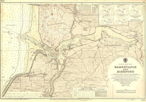 Vintage Nautical Chart - Admiralty Chart 1160 - Barnstable to Bideford
