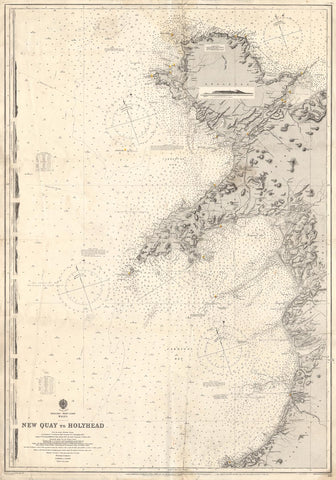 Vintage Nautical Chart - Admiralty Chart 1411 - New Quay to Holyhead