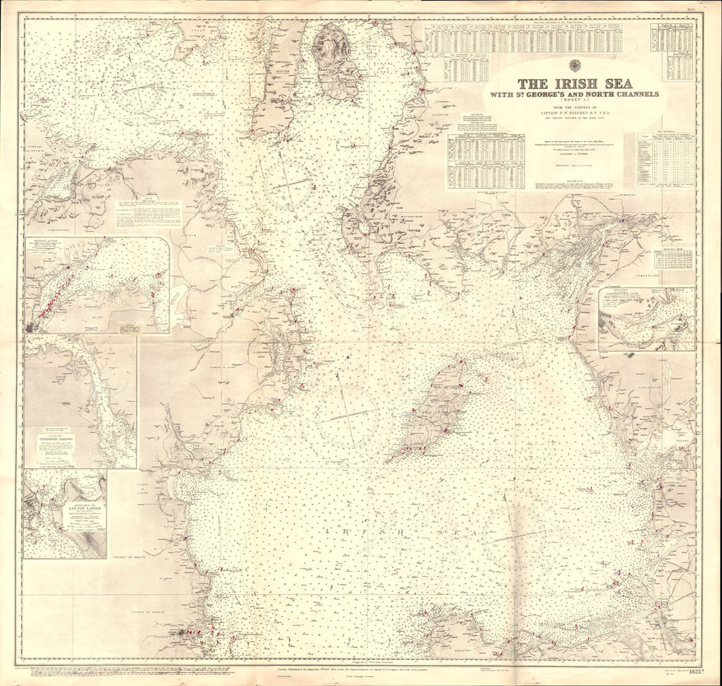 Vintage Nautical Chart - Admiralty Chart 1825a - Irish Sea