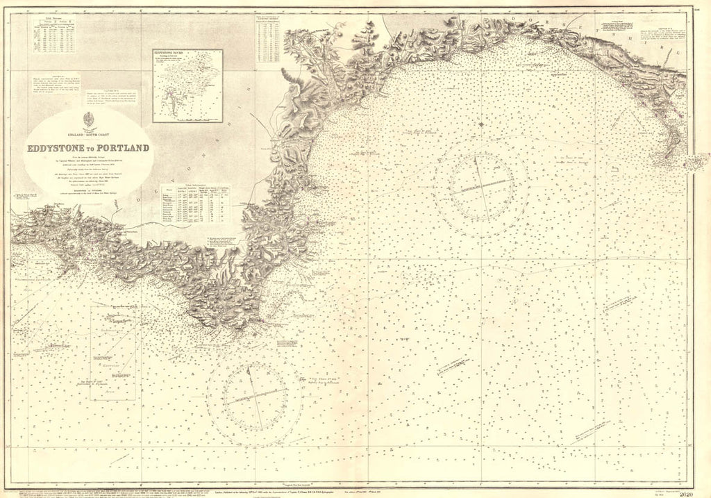 Vintage Nautical Chart - Admiralty Chart 2620 - Eddystone to Portland