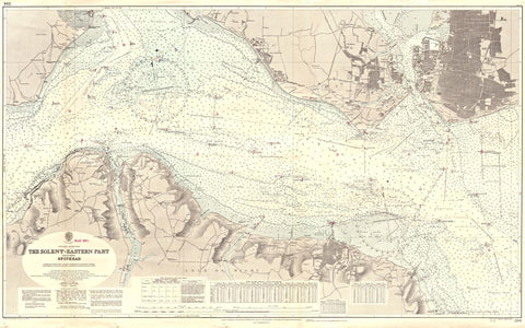 Vintage Nautical Chart - Admiralty Chart 394 - The Solent - Eastern Part