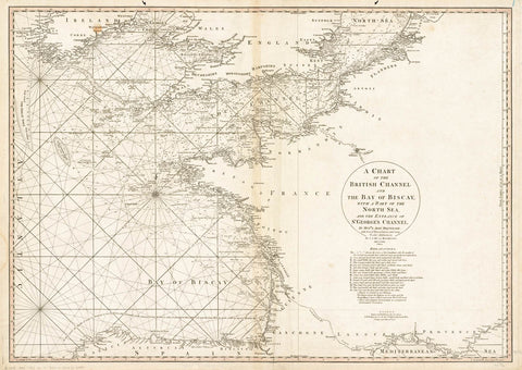 Vintage Nautical Chart - The British Channel and The Bay of Biscay