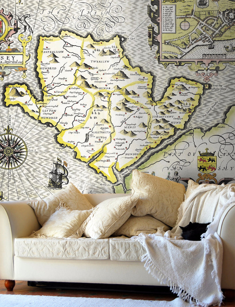Map Wallpaper - Vintage County Map - Anglesey - Love Maps On... - 1