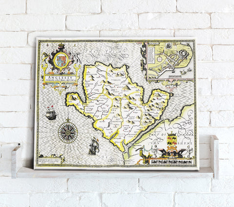 Map Canvas - Vintage County Map - Angelsey
