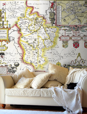 Map Wallpaper - Vintage County Map - Bedfordshire