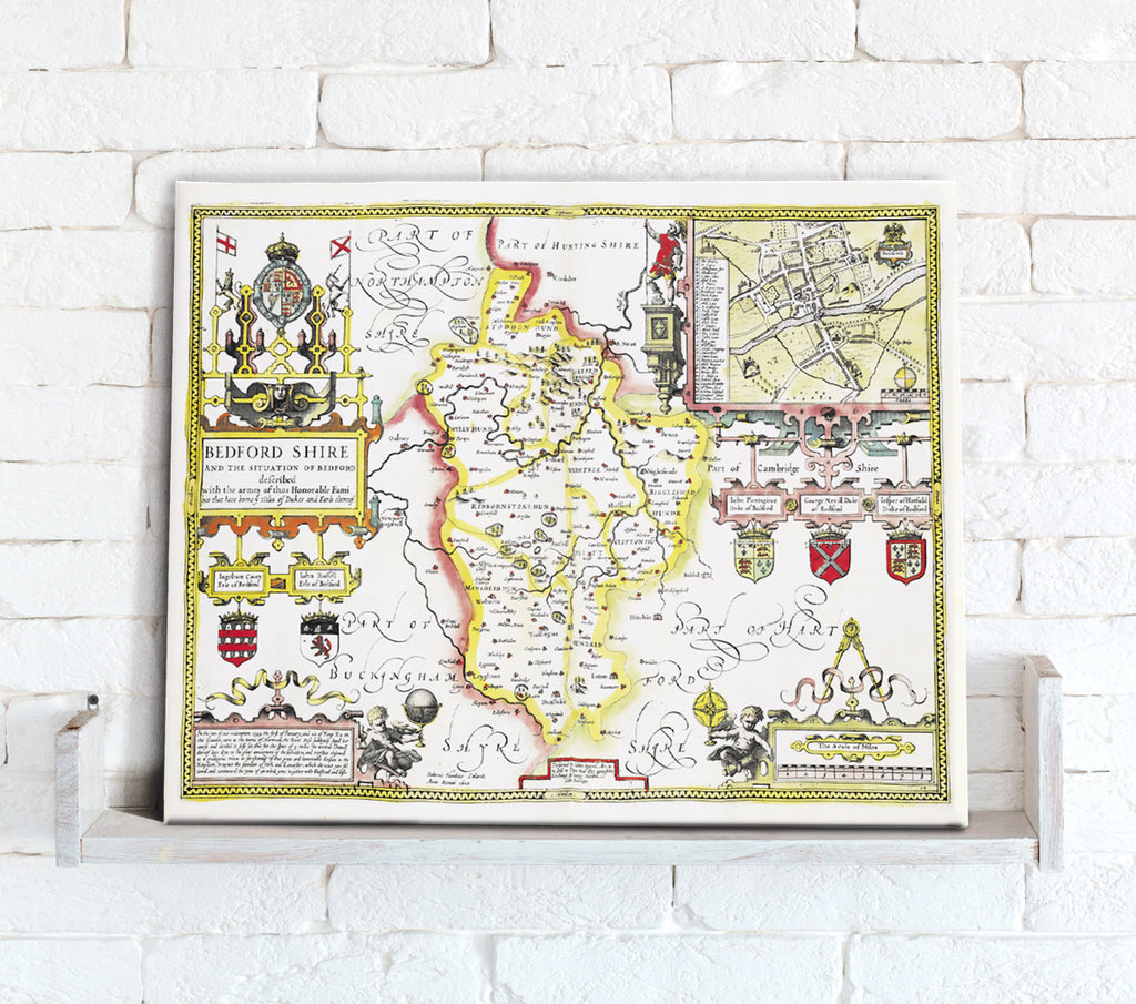 Map Canvas - Vintage County Map - Bedfordshire - Love Maps On...