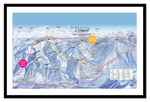 Framed Piste Map - Espace Diamant