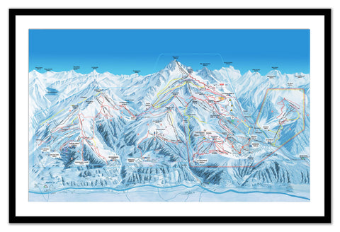 Framed Piste Map - Verbier/4 Vallees