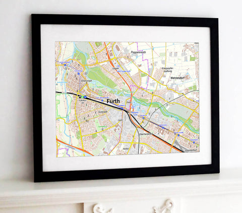 Framed Map - Germany 1:25,000 - postcode centred
