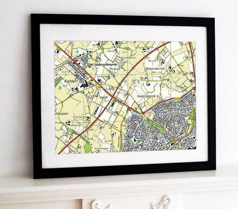 Framed Map - Netherlands 1:25,000 - postcode centred