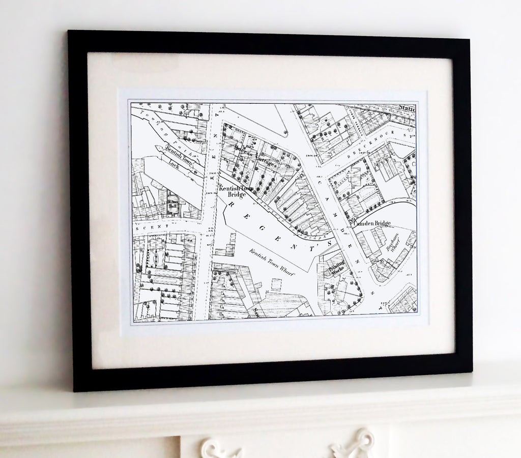 Framed Map - Custom Vintage Ordnance Survey Map - London Town Plans