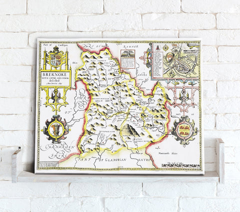Map Canvas - Vintage County Map - Breconshire