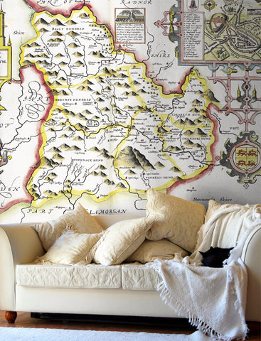 Map Wallpaper - Vintage County Map - Breconshire