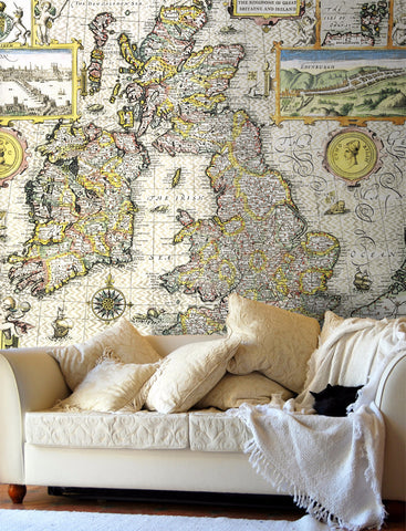 Map Wallpaper - Vintage County Map - British Isles