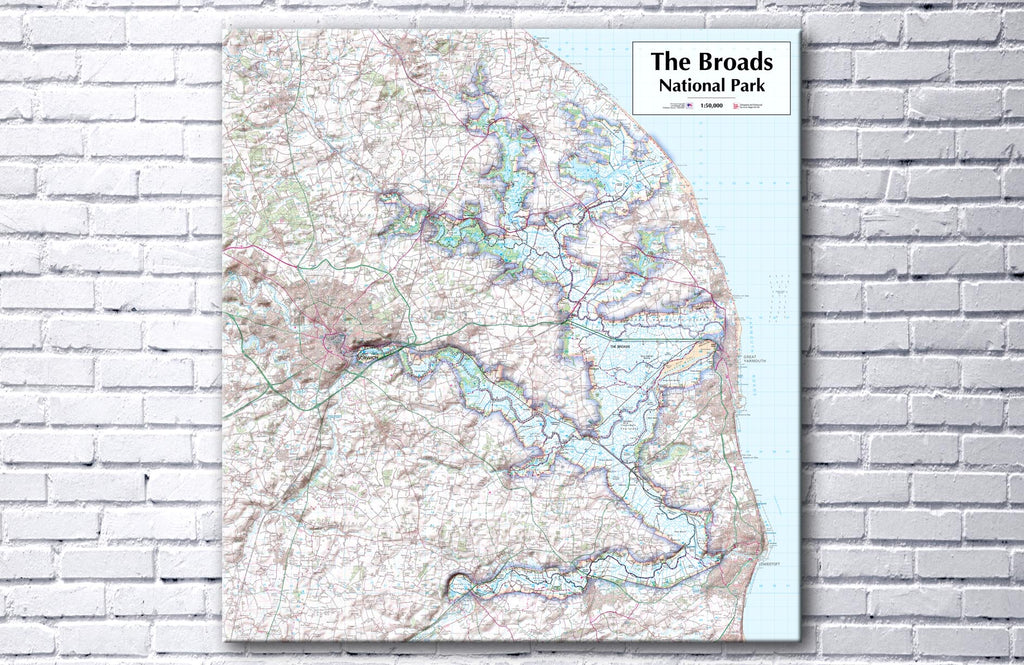 The Broads National Park Map Canvas Print - Love Maps On..