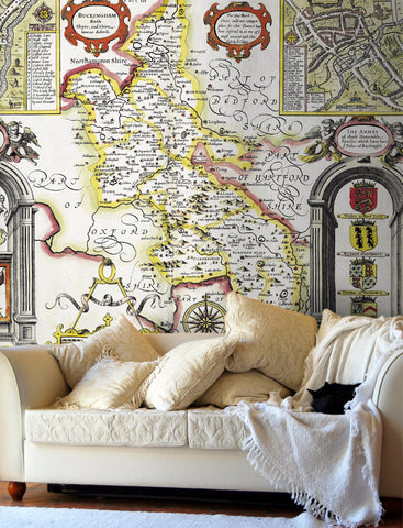 Map Wallpaper - Vintage County Map - Buckinghamshire