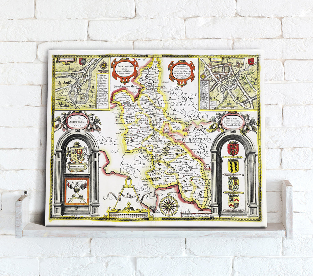 Map Canvas - Vintage County Map - Buckinghamshire - Love Maps On...