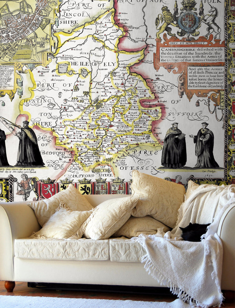 Map Wallpaper - Vintage County Map - Cambridgeshire - Love Maps On... - 1
