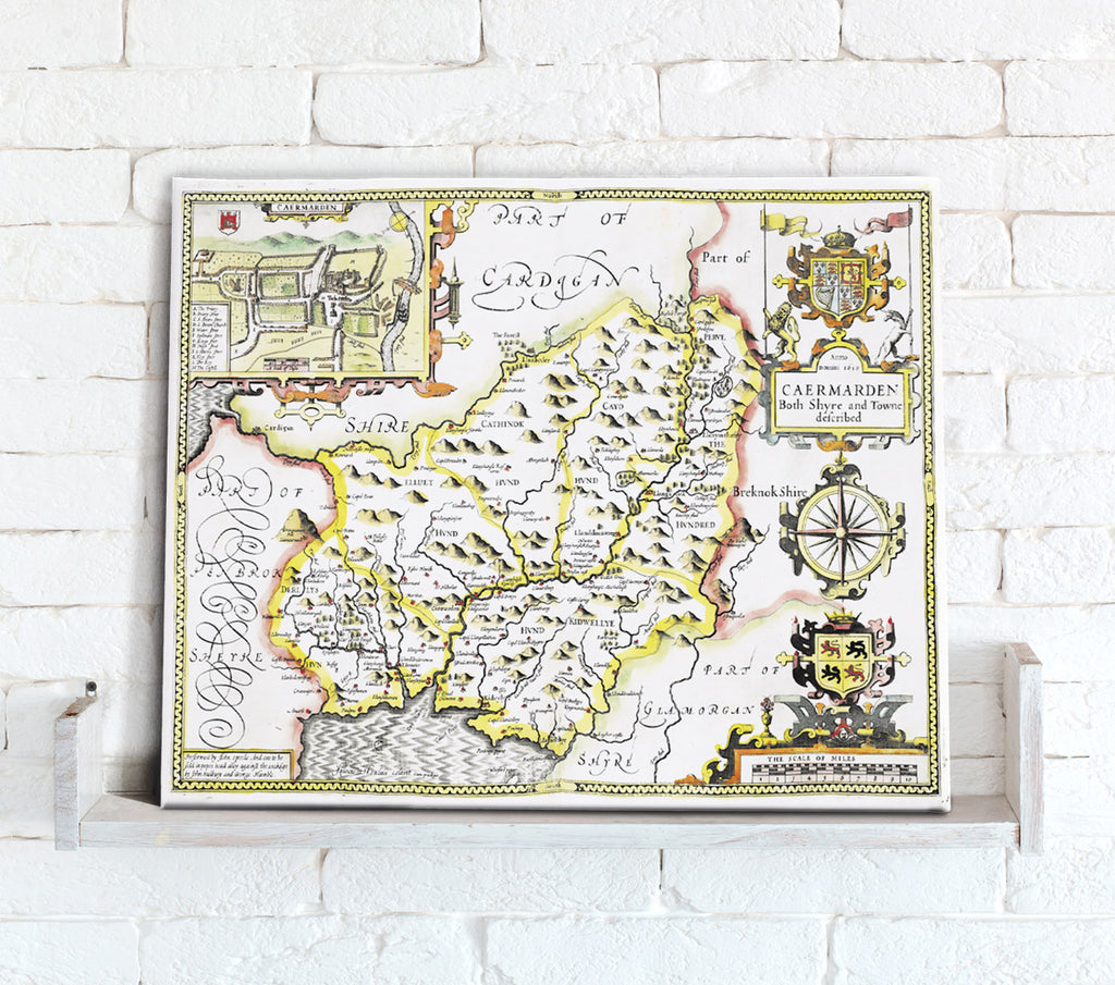 Map Canvas - Vintage County Map - Carmarthenshire - Love Maps On...