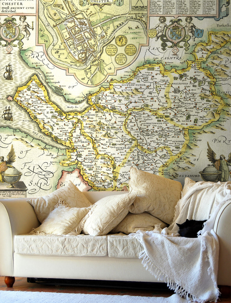 Map Wallpaper - Vintage County Map - Cheshire - Love Maps On... - 1