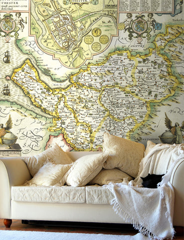 Map Wallpaper - Vintage County Map - Cheshire