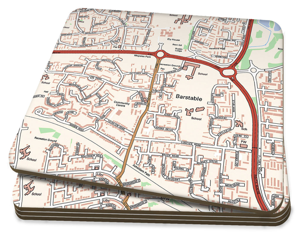 Map Coasters - Personalised Ordnance Survey Street Map - Love Maps On...