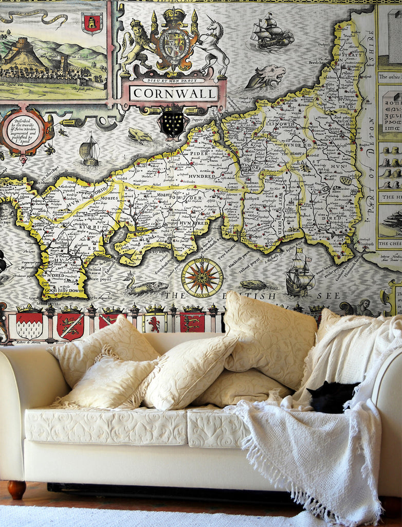 Map Wallpaper - Vintage County Map - Cornwall - Love Maps On... - 1